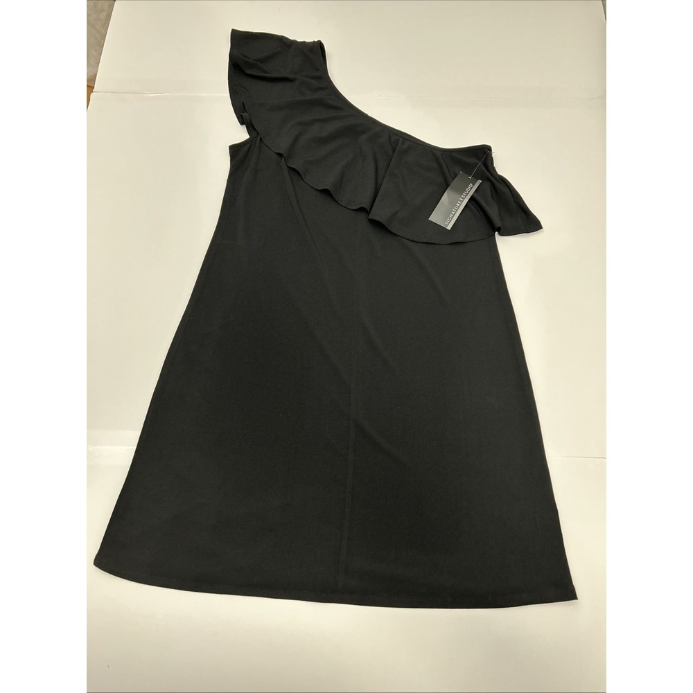 Signature Studio Women M Lil Black‎ Dress One Shoulder Stretchy 60076